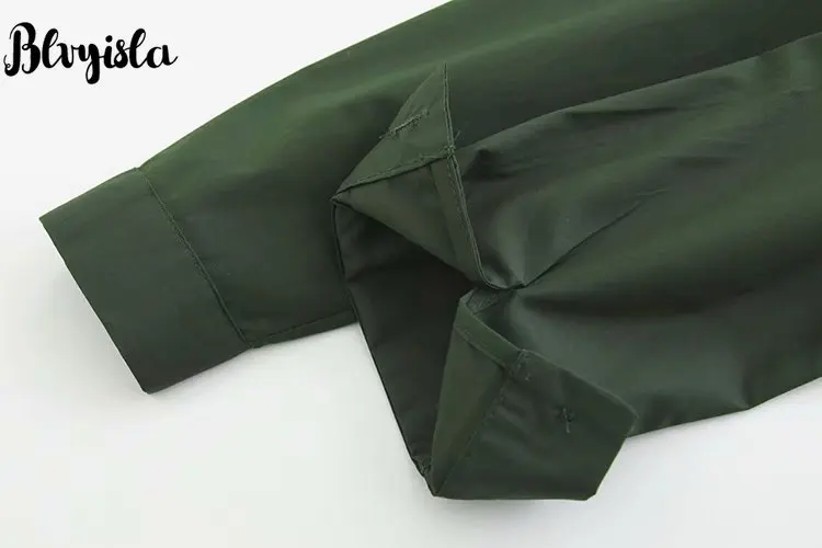 Blvyisla/новые зеленые рубашки с оборками и длинными рукавами Красивая стильная