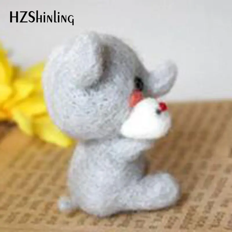 Non-Finished Wool Felt Needle Poked Kitting DIY Cute Animal Dog Panda Rabbit Wool Felting Package Handmade Pets Toy Doll Decor