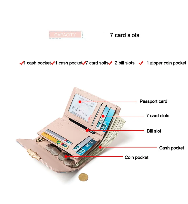Модный женский кошелек с принтом из искусственной кожи на молнии, органайзер для iPhone XS, сотовых телефонов, наличных денег и карт с монеткой