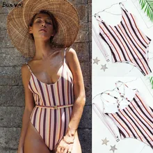 Bunvel сексуальный женский сдельный купальник с поясом Летний Пляжный купальник пляжная одежда купальный костюм biquinis feminino t