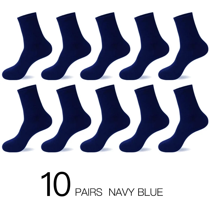 10 пар в партии, мужские хлопковые носки в стиле Харадзюку, высококачественные хлопковые мужские носки, черные, белые, плотные, офисные носки, подарки для мужчин - Цвет: 10 navy blue