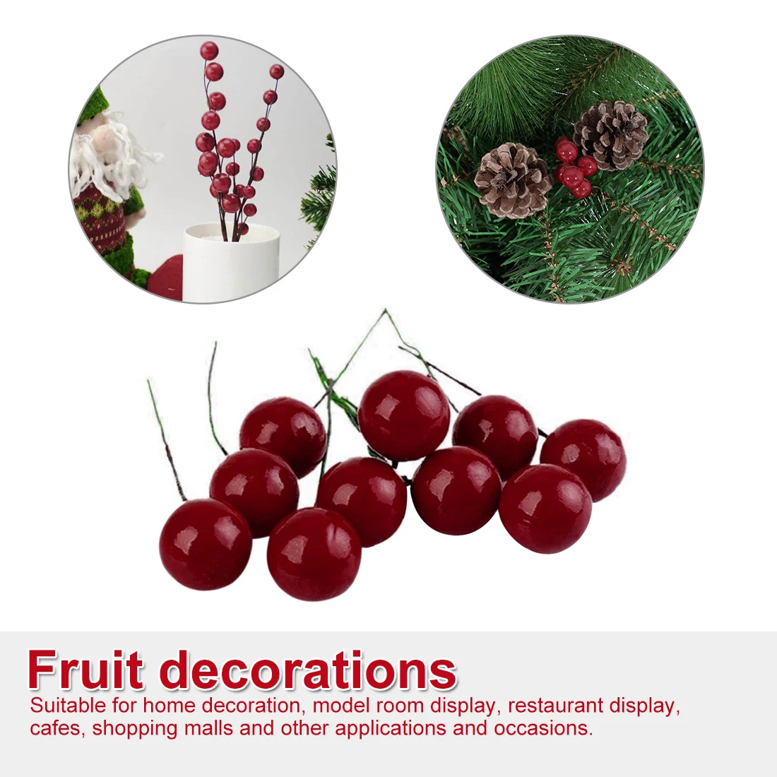 

2019 New Cherry Christmas Plastic Pearl Berries Mini Artificial Flower Fruit for Wedding DIY Gift Box Decorated Wreaths