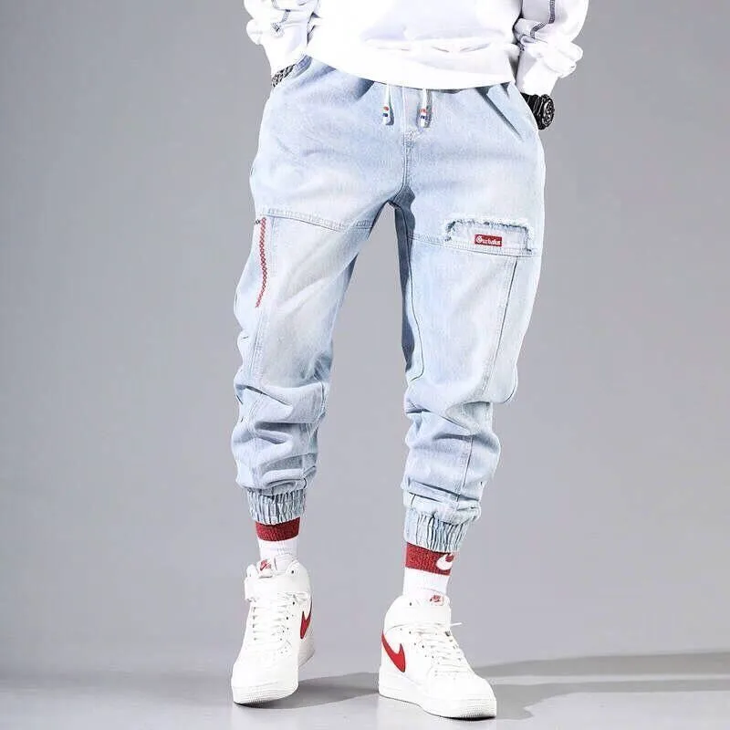 Streetwear Hip Hop Cargo Pants Men's jeans Elastic Harun pants Joggers 2022 Autumn and Winter | Мужская одежда