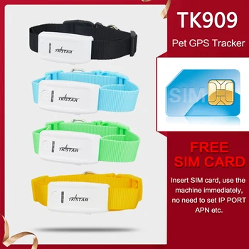 

mini GPS tracker TK909 for pets animals Free APP GPS dog tracker with colorful pet collars for choose voice remote control track