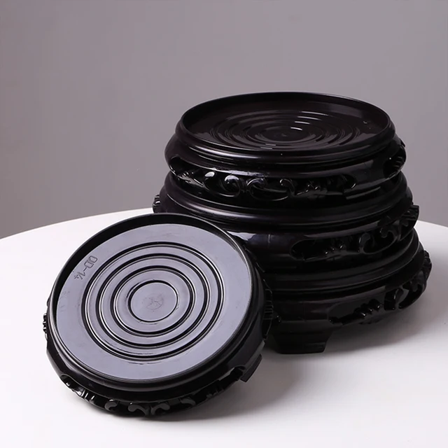 Műanyag Párna Magas Virág Tálca Keret Virágcserep Tartó Tartók Barna-Fekete 1 Pc 13,7 Cm Kerti Készletek Kerek Cserepes Dekorációs Alap - Image 4