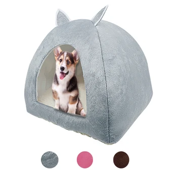 

Pet Dog Bed Indoor Kitten House Warm Small for cats Dogs Nest Collapsible Dog Cave Sleeping Plush Mats Soft Dog House