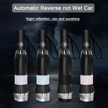 

10 Bone Windproof Automatic Umbrella 3 Folding Umbrella Female Male Ten-Bone Car Luxury Large Business Rainproof Gift Umbrella