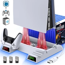 

For PS5 Console Dual Controller Charger Vertical Cooling Stand Fast Charging Station With Cooling Fan For Sony Playstation 5