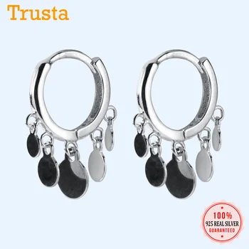 

Trustdavis 100% 925 Solid Sterling Silver Geometric Round Wafer Ear Cuff Clip Earrings For Women Fashion Earings Jewelry DA268