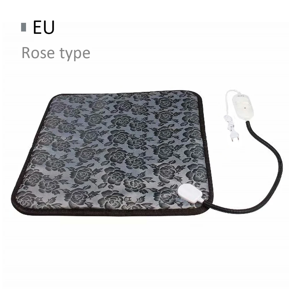 Rose pattern EU plug Зимняя кровать для собаки, питомца, собаки, кошки, грелка, коврик для дома, согревающий коврик 45*45 см, водонепроницаемый нагреватель, коврик для питомца, кровать для собак, кошек - Цвет: Rose pattern EU plug