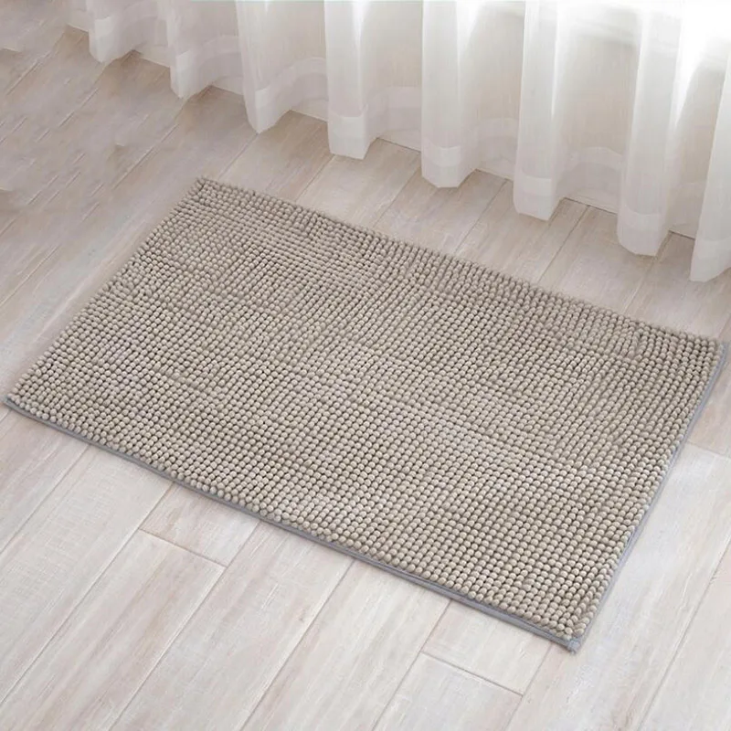 Short-Haired Chenille Doormat Rug Water Absorption Carpet Kitchen Bathroom Carpet Floor Mat for Living Room Anti Slip Bath Mat - Цвет: Gray