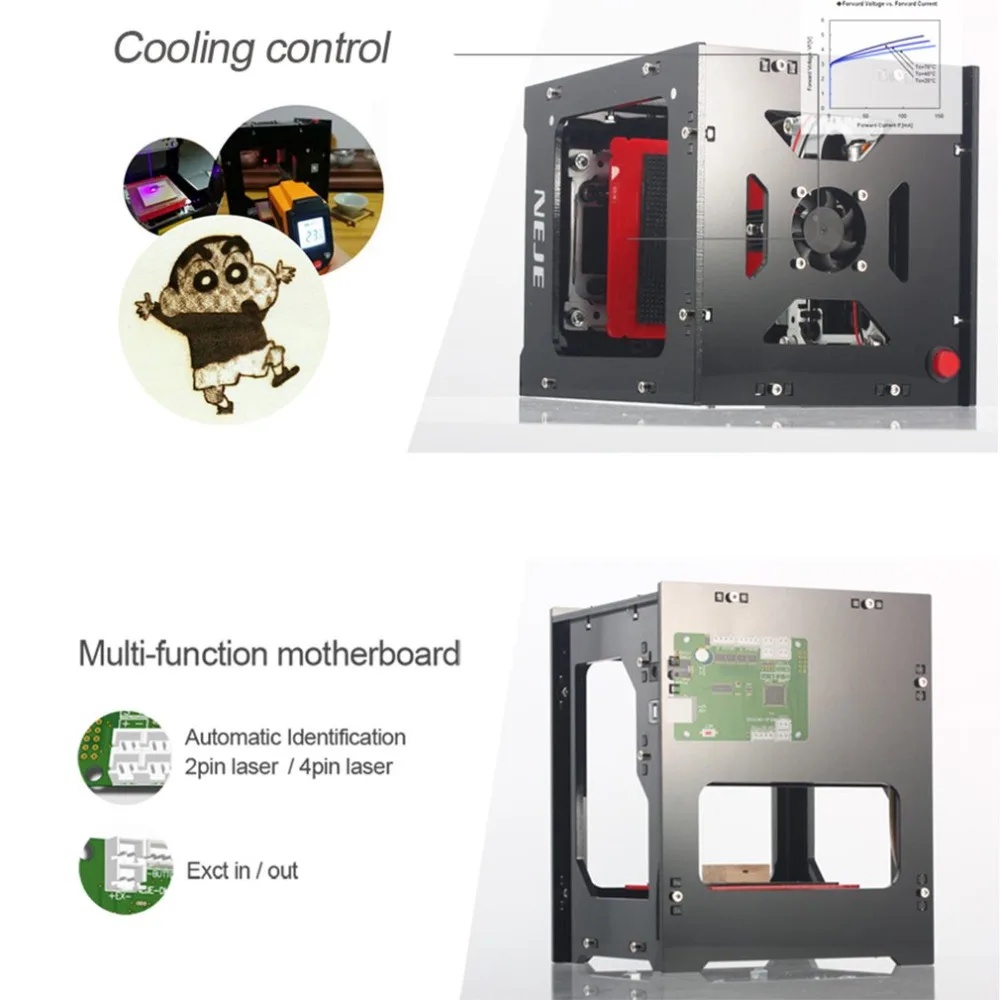 1000mW Micro Laser Engraver Engraving Marking Machine Router Cutter Printer for Wood / Rubber / Leather