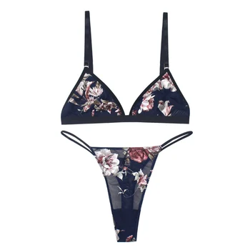 

2020 Sexy Lingerie Set Thin Sleep Underwear Bra Seamless Printing Lace Comfortable Bralette Panties Outfit Underwear Women Set