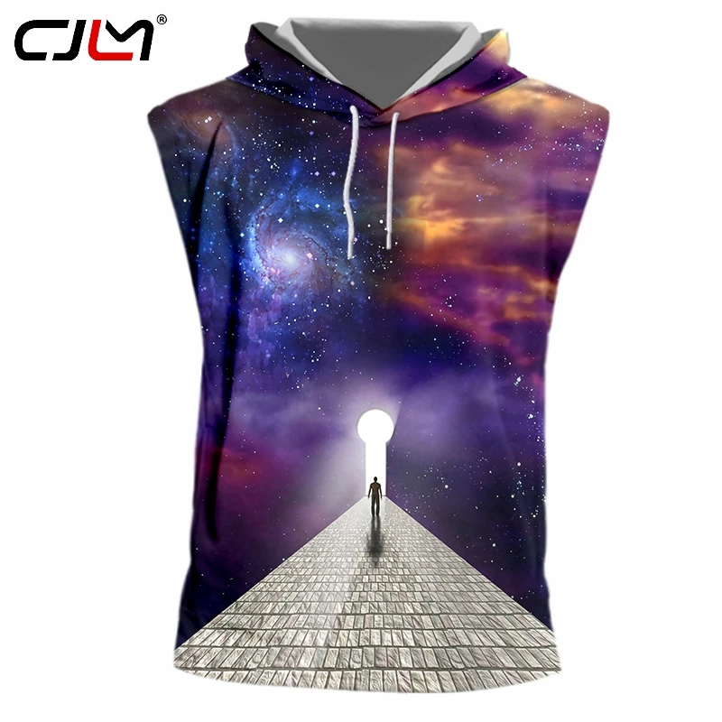 CJLM модный мужской топ с капюшоном 3D Звездное небо дорога забавная уличная Мужская футболка с принтом всего тела негабаритных