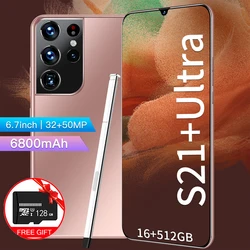 Global Version S21+ Ultra 6.7Inch Smartphone 32+50MP 16GB+512GB 6800mAh Mobile Phones Support Google 4G/5G Unlock Android Phone