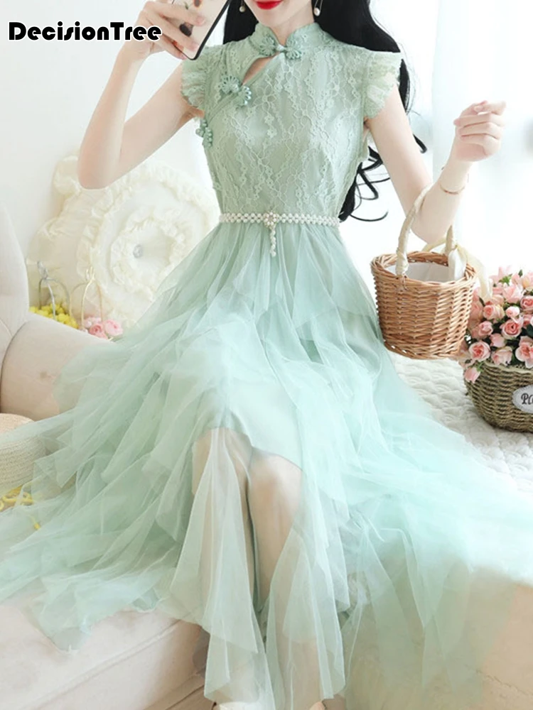 Плюс элегантное кружевное женское длинное qipao вечернее платье vestidos с высоким разрезом для шоу на сцене cheongsam китайское платье