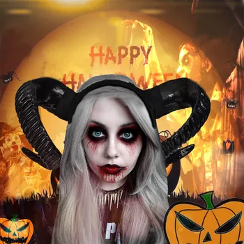 

Black Evil Horn Headbands Happy Halloween Hell Demon Fairy Hairbands Men Woman Funny Halloween Party Girls Hair Accessories