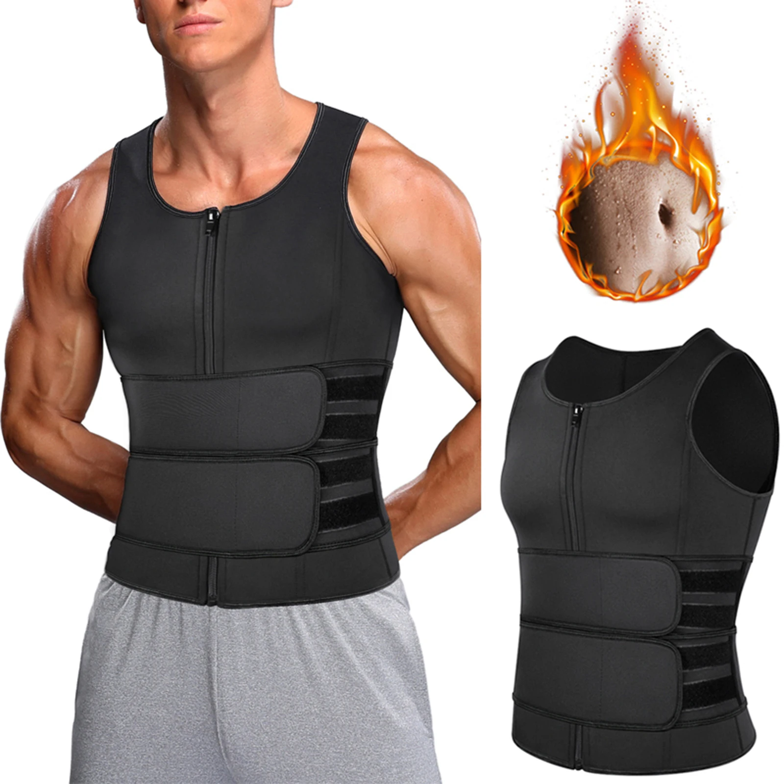 Men Body Shaper Sauna Vest Waist Trainer Double Belt Sweat Shirt Corset Top Abdomen Slimming Shapewear Fat Burn Fitness Top Men Body Shaper Sauna Vest Waist Trainer Double Belt Sweat Shirt Corset Top Abdomen Slimming Shapewear Fat Burn Fitness Top