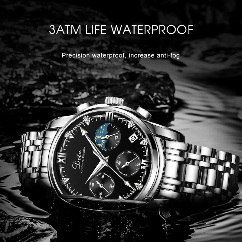 Часы наручные DITAWATCH мужские Кварцевые водонепроницаемые брендовые Роскошные