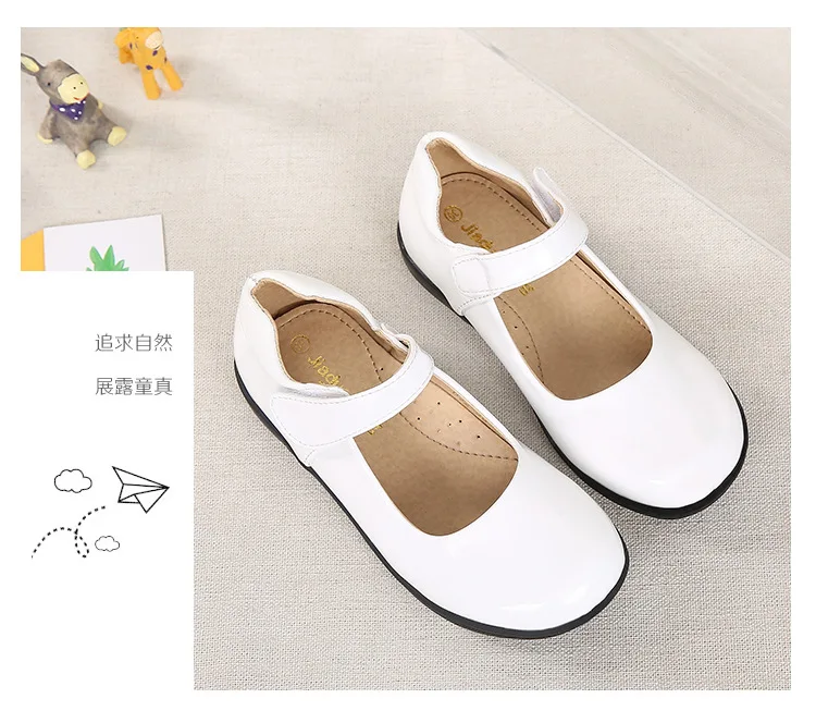 ULKNN Girls Shoes Black and White Children Show Out Spring and Autumn Flats Princess Dress Shoes Kids School Single Shoes comfortable sandals child