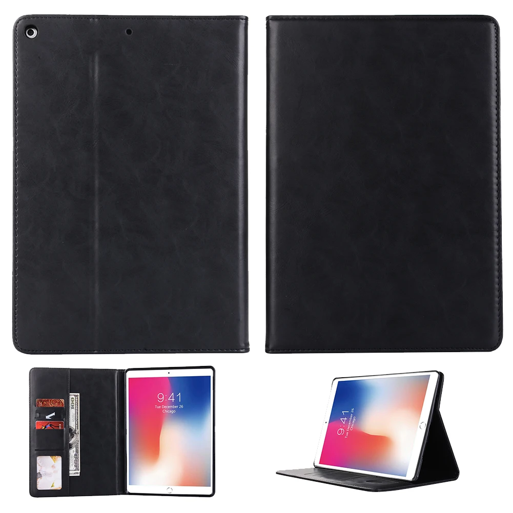 Auto Sleep Wake Smart Cover For iPad 7th Generation 10.2 Case PU Leather Flip Stand Cover For iPad 10.2" A2197 A2200 A2198 - Color: Black