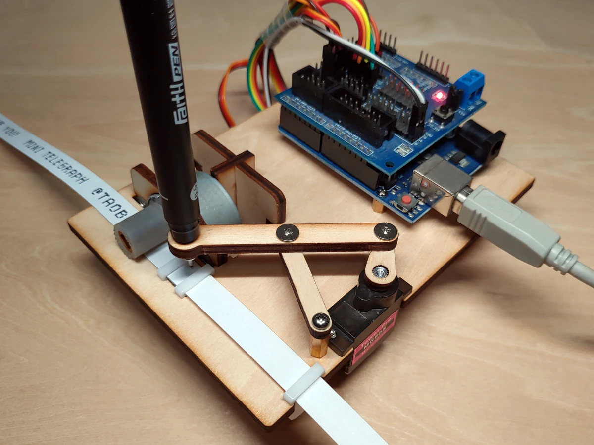 H9cbb27549856447b85de1c36eae26b63s Mini Telegraph Arduino Writing Robot with Stepper Motor Open Source Telegraph Maker DIY Robotic Arm Programming STEM Toy