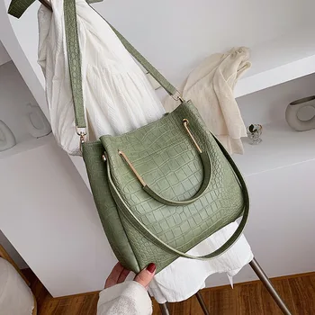 

Crocodile-printed Female Bucket Big Bag 2020 New Casual One-shoulder Handbags Simple Stiletto Bag