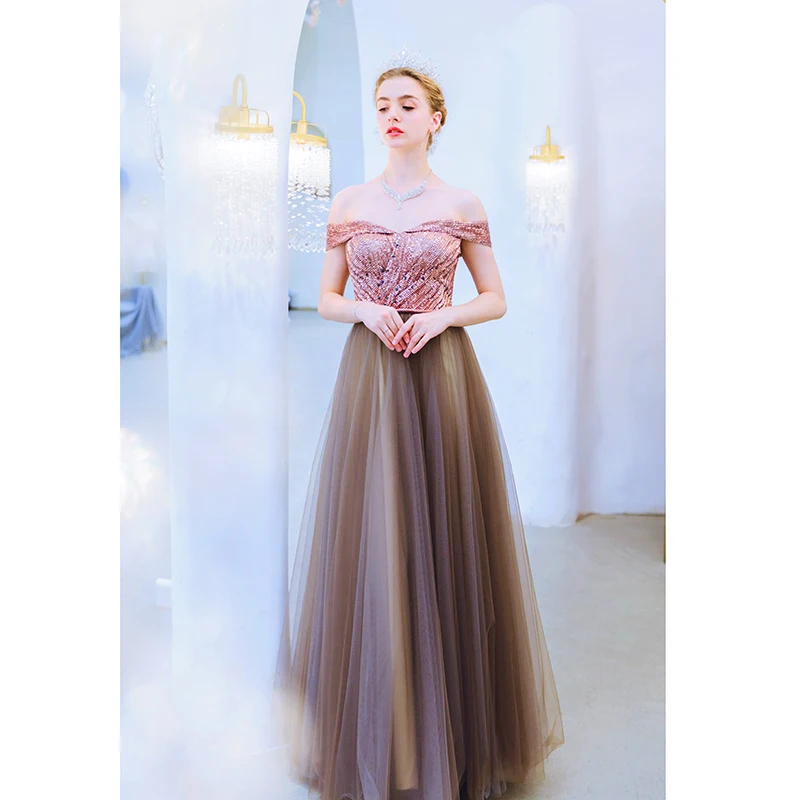 SSYfashion, вырез лодочкой, с плеча, на шнуровке, сзади, вечернее платье Русалка, кофейное вечернее платье, вечерние банкетное платье, вечерние платья