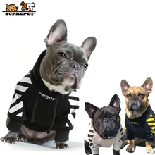 SUPREPET Одежда для собак для французского бульдога Adidog полосатая толстовка с капюшоном для собак Одежда для собак куртка для французского бульдога SUPREPET Одежда для собак для французского бульдога Adidog полосатая толстовка с капюшоном для собак Одежда для собак куртка для французского бульдога