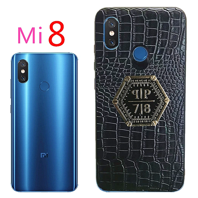 

Mi8 Phone Case for Xiaomi 8 Mi Luxury pp 78 Logo Soft Leather Cover Protection Camera Handmade Phone Cases