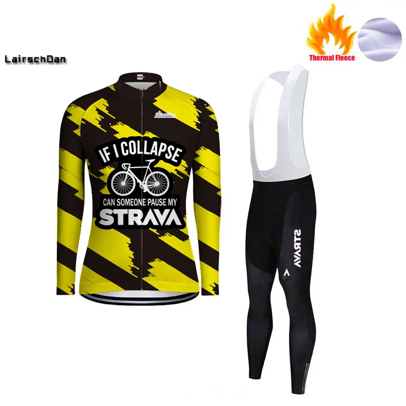 SPTGRVO LairschDan желтая зимняя велосипедная одежда Strava Pro, Мужская велосипедная Джерси, комплект, комбинезон, теплый Майо Ropa Ciclismo - Цвет: 01
