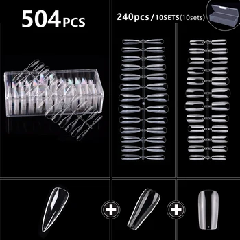 

No crease Press On Nails Long Fake Nail Artificial Press On Long Ballerina Clear/Natural/white False Coffin Nails Art Tips Full