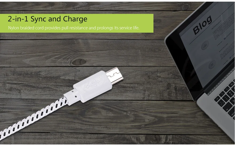 Fabric Braided Round Micro USB to USB Cable High Speed A Male to Micro B Data Charging Cord