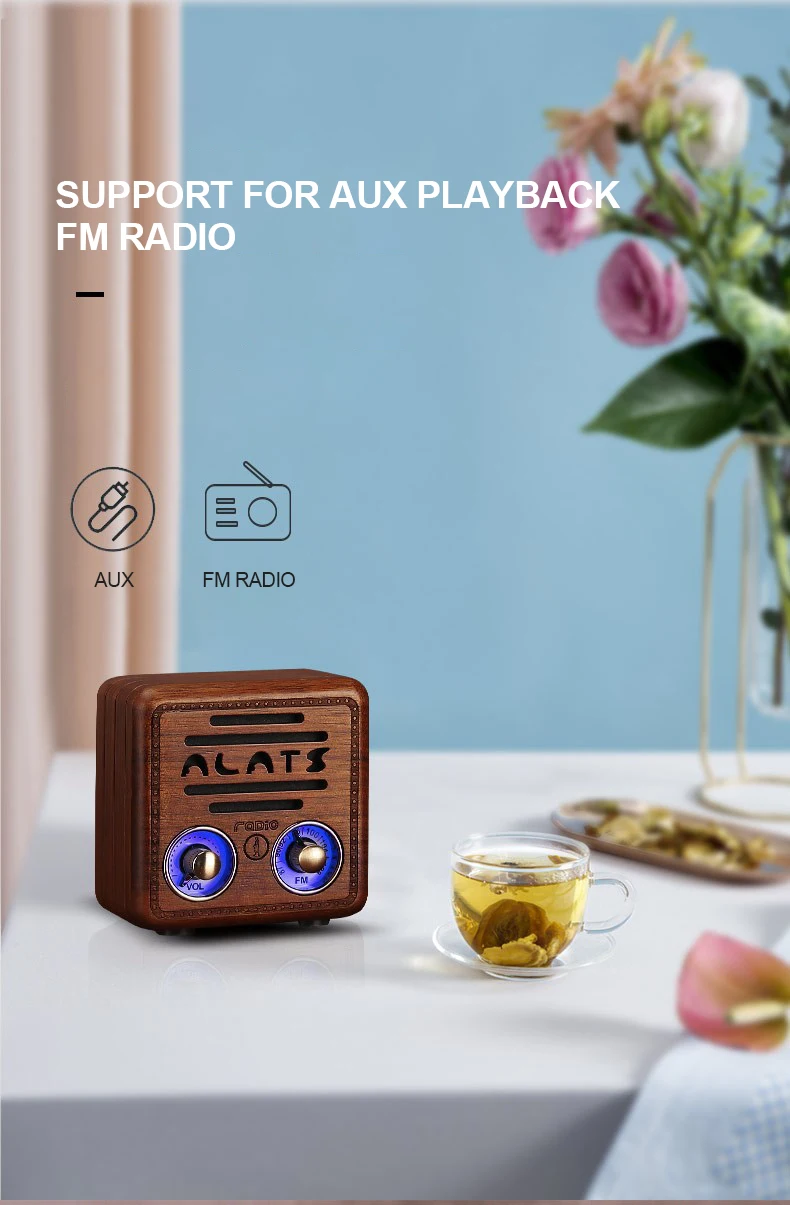 Модный Ретро Bluetooth динамик портативный мини Log ручной работы fm-радио 5 Вт громкий динамик AUX музыкальный плеер деревянный динамик лучший подарок