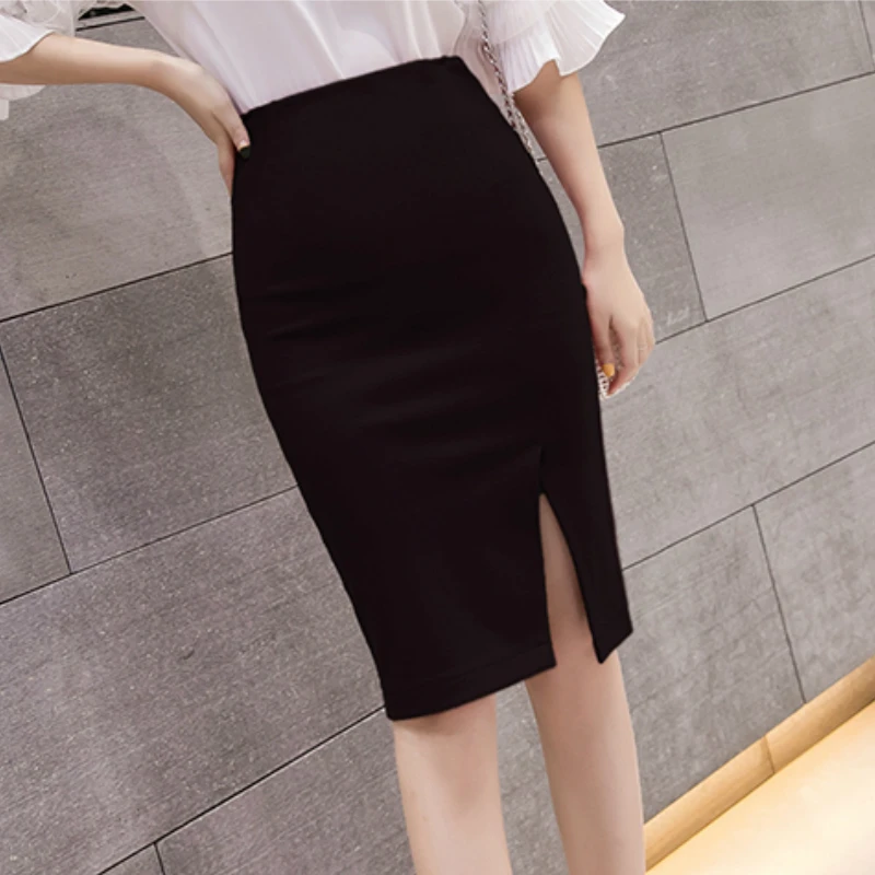 Faldas mujer moda, юбки для женщин, высокая талия, тонкая юбка-карандаш, красная Офисная Женская юбка до бедра, 3XL размера плюс, Женская юбка C103
