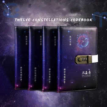 

Kawaii A5 Notebook Creative Cute 12 Constellation Planner 2021 Code Lock Weekly Note Book Personal Travel Journal Password Diary