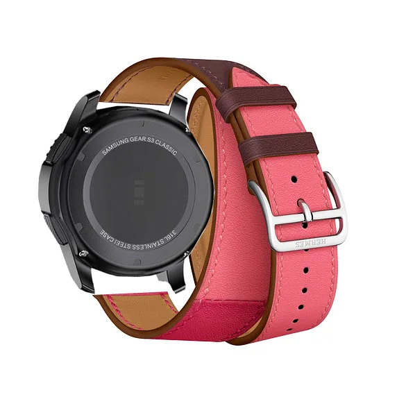 Long leather band for Huawei GT 2 honor magic strap galaxy watch 46mm S3 pebble time Ticwatch S S2 1 amazfit 1 2 3 pace 22mm - Цвет ремешка: rose red