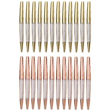 100 шт./лот ручка под розовое золото Bling ручки со стразами тонкие черные чернила Кристалл шариковое кольцо для пера Свадебные офисные металлические шариковые ручки подарок