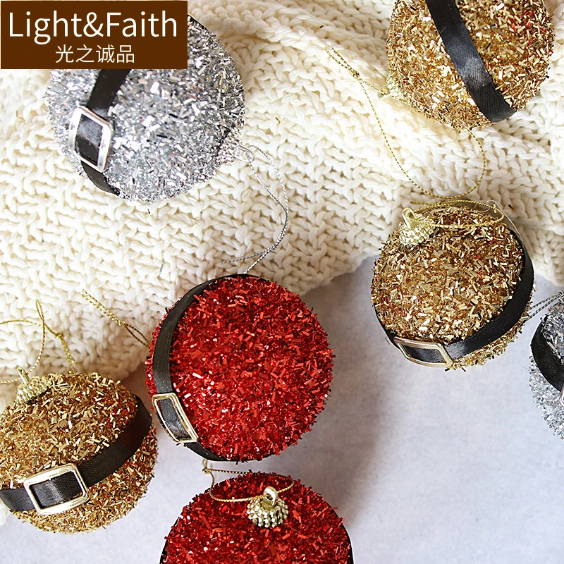 

Рождественский шар, Рождественская елка, плюшевый шар, пояс Санта-Клауса, украшение, подвесной шар, блестящий шар