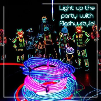 

Battery Operated Light Dance Party Decor Light Neon LED lamp Flexible EL Wire Rope Tube Waterproof LED Strip sep23
