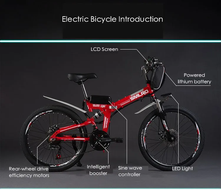 Flash Deal Original X-Front brand 21 speed 26 inch 20A 48V 500W Lithium Battery Electric folding Mountain Bike downhill Bicycle ebike 2