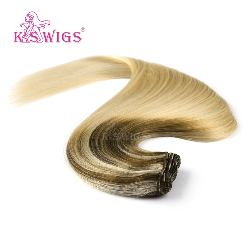 K.S парики 22 '' Remy человеческие волосы Weft Balayage цвет молочного коктейля и корицы прямые сложенные пополам волосы переплетения пучки 100 г/шт