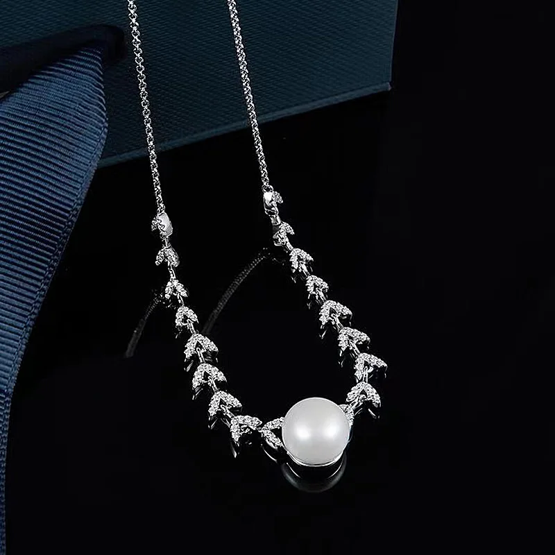 Колье из серебра S925 пробы с жемчугом серьги кольцо клипса для ушей модные