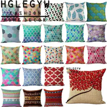

Cotton Linen 18'' Colorful Cotton Linen Square Pillo wcase Printed Pillow Covers For Home Textile