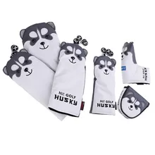Bonito husky golfe motorista cabeça capa dos desenhos animados animal fairway madeiras couro do plutônio putter golfe headcovers dustproof golf club cobre legal(China)