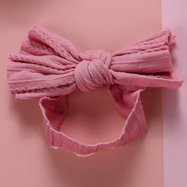 1pcs Cable Knit Nylon Bow Headwrap, One size fits all nylon headbands, wide nylon headbands, baby headbands, Knot bow headwear A2NSNSFB-9843-25