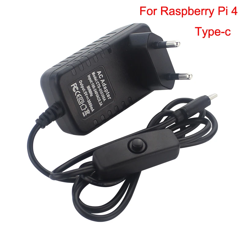 Новейшая модель; 9 слоев чехол для Raspberry Pi 4 Модель B с теплоотвод и Мощность кабель type-c Интерфейс ЕС Мощность Зарядное устройство