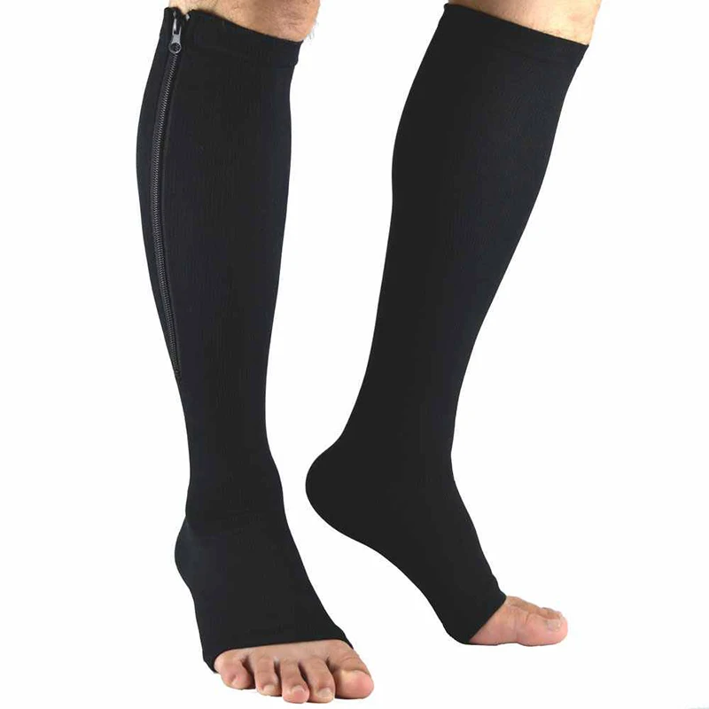 Компрессионные носки на молнии Эластичные гольфы Облегающие Гольфы унисекс с