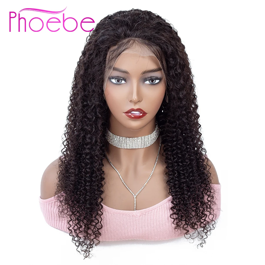 

Phoebe 13x4 Kinky Curly Human Hair Wigs With Baby Hair Extension For Black Women Brazilian Non-Remy Lace Front Wigs 150% Density