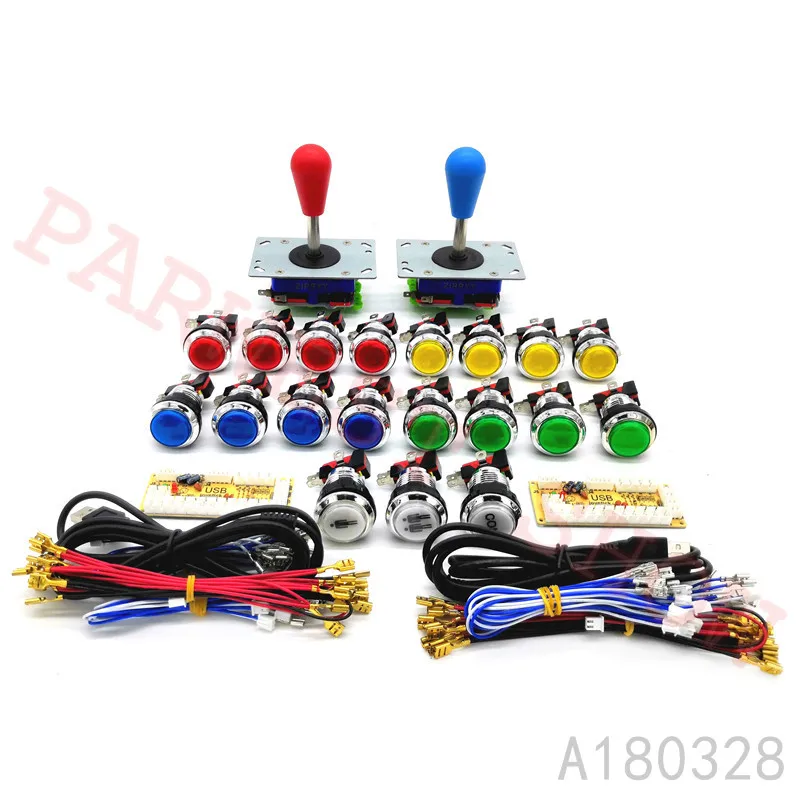 Arcade USB Encoder to PC Raspberry pi Arcade Game DIY Parts USB Controller Joystick 5V CHROME Plated illuminated LED Push Button